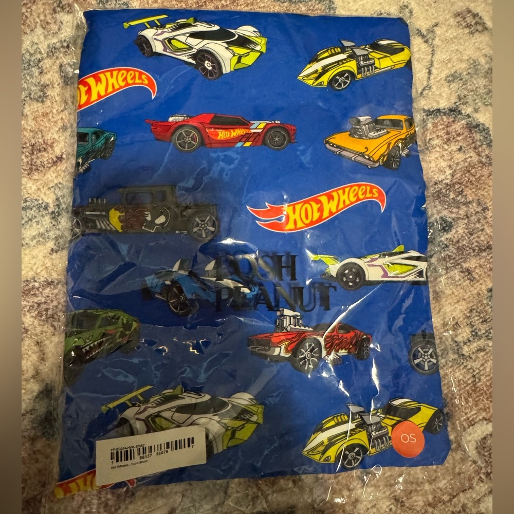 Posh Peanut Hot Wheels Euro Sham Pillow Case 26”x26”